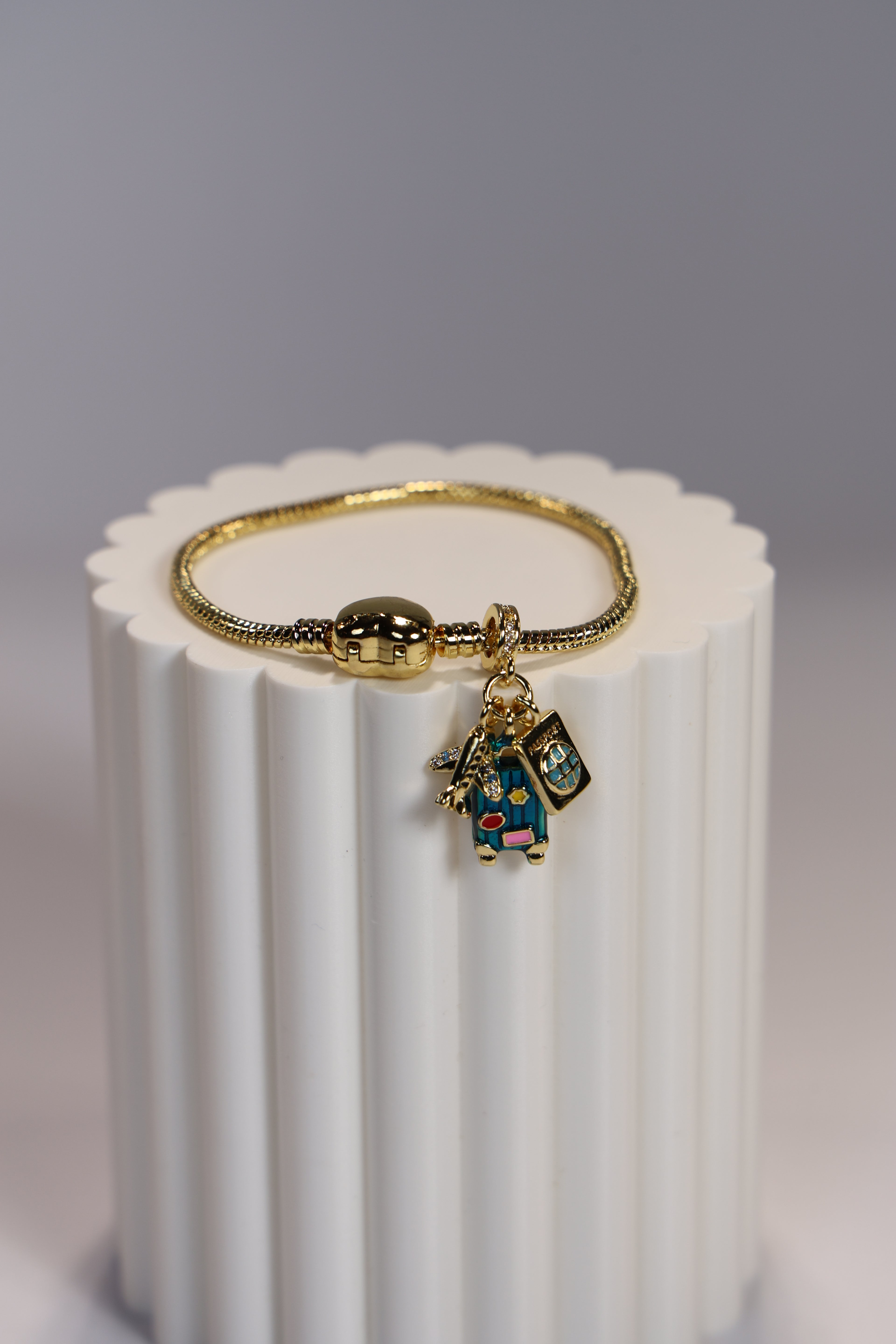Travel Gold Charm Bracelet