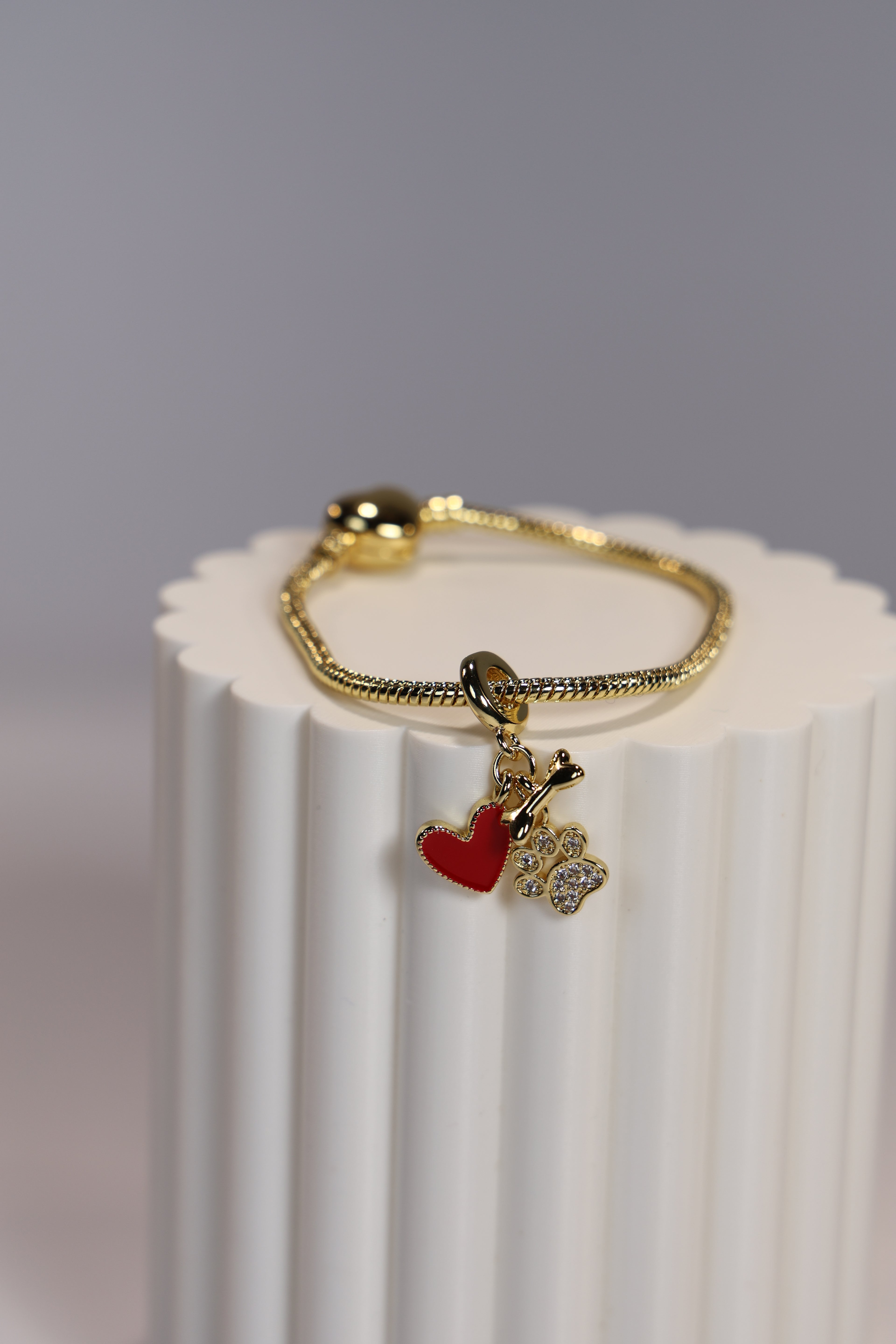 Gold Dog Paw Charm Bracelet