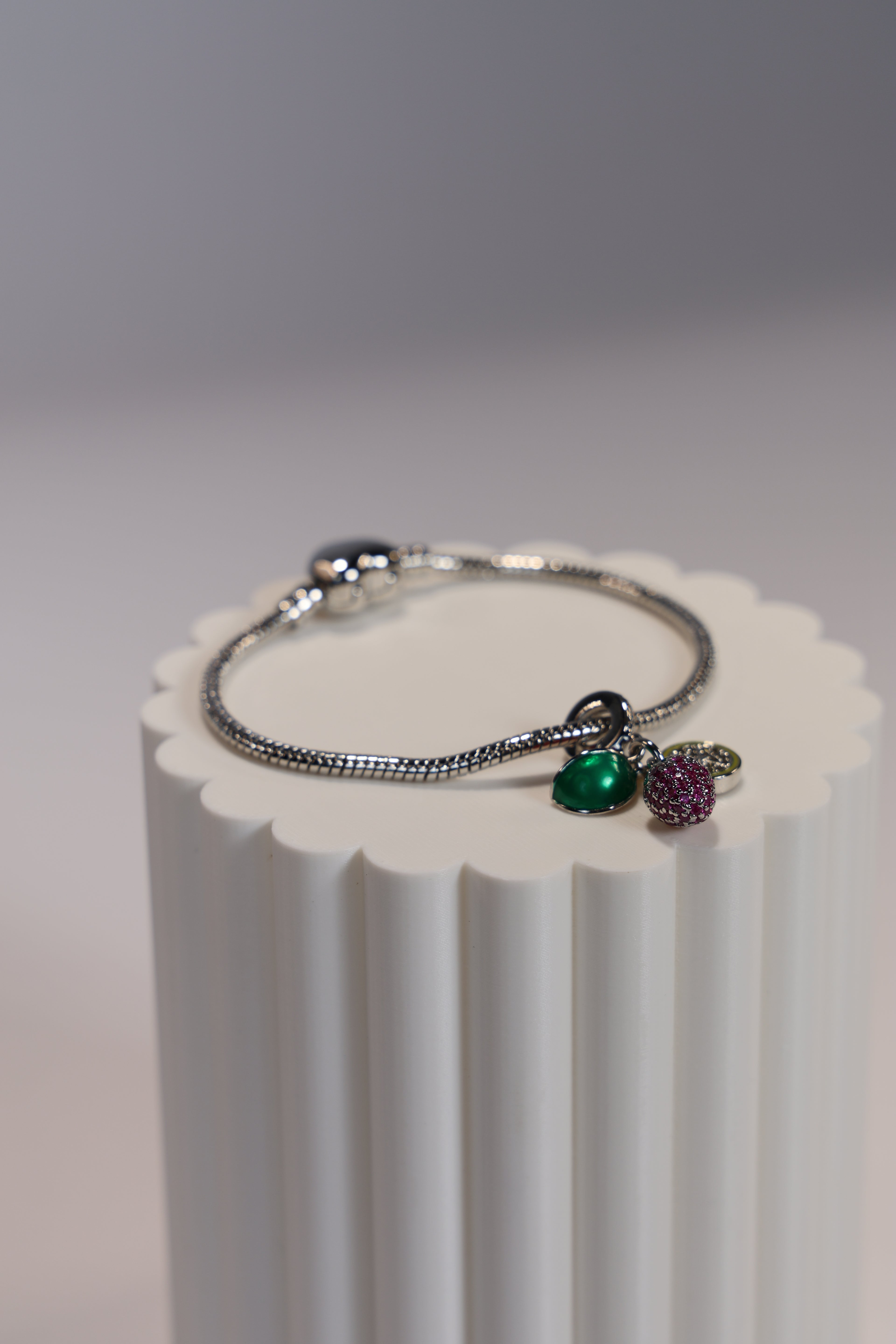 Silver Fruits Charm Bracelet