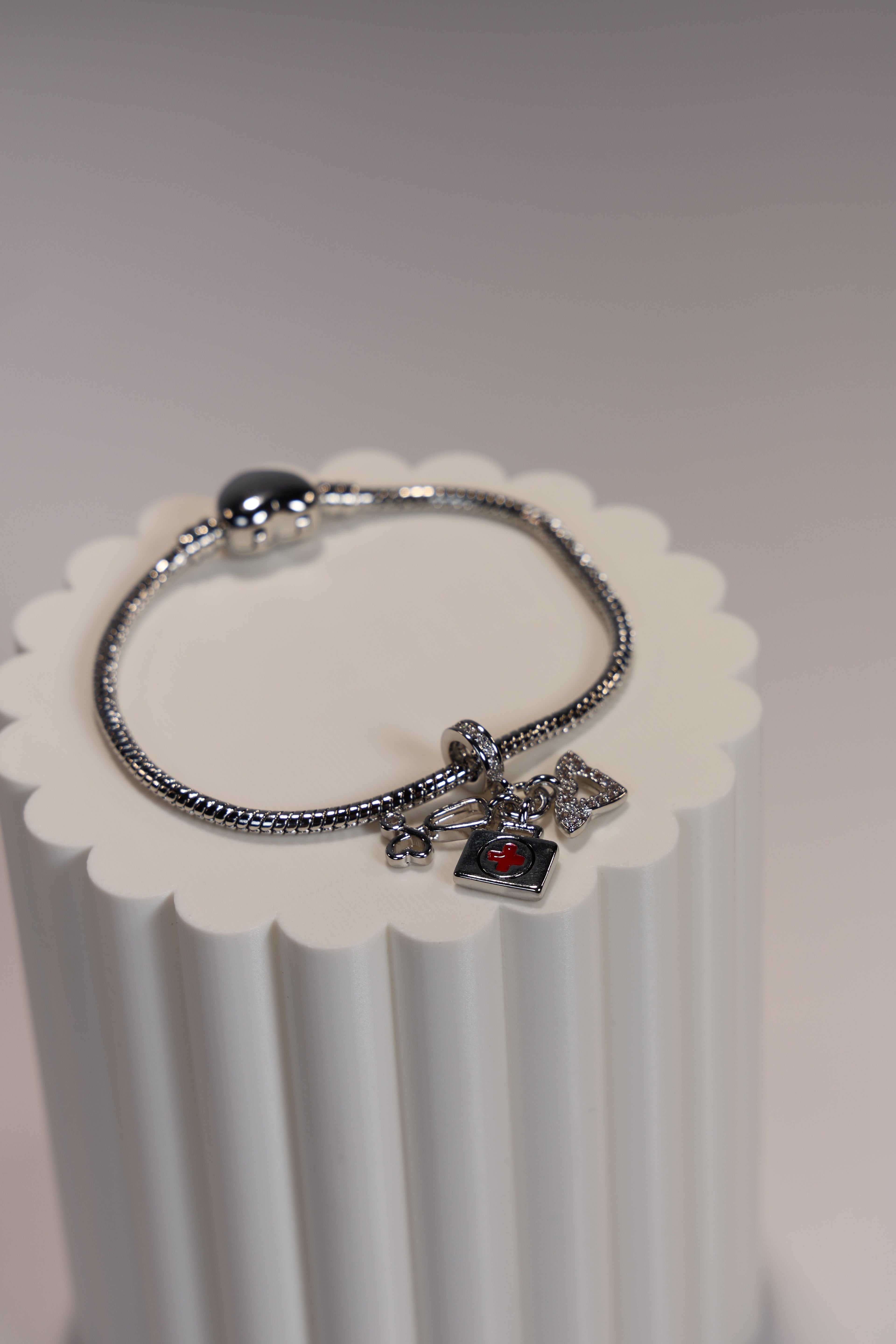 Silver Nurse Charm Bracelet