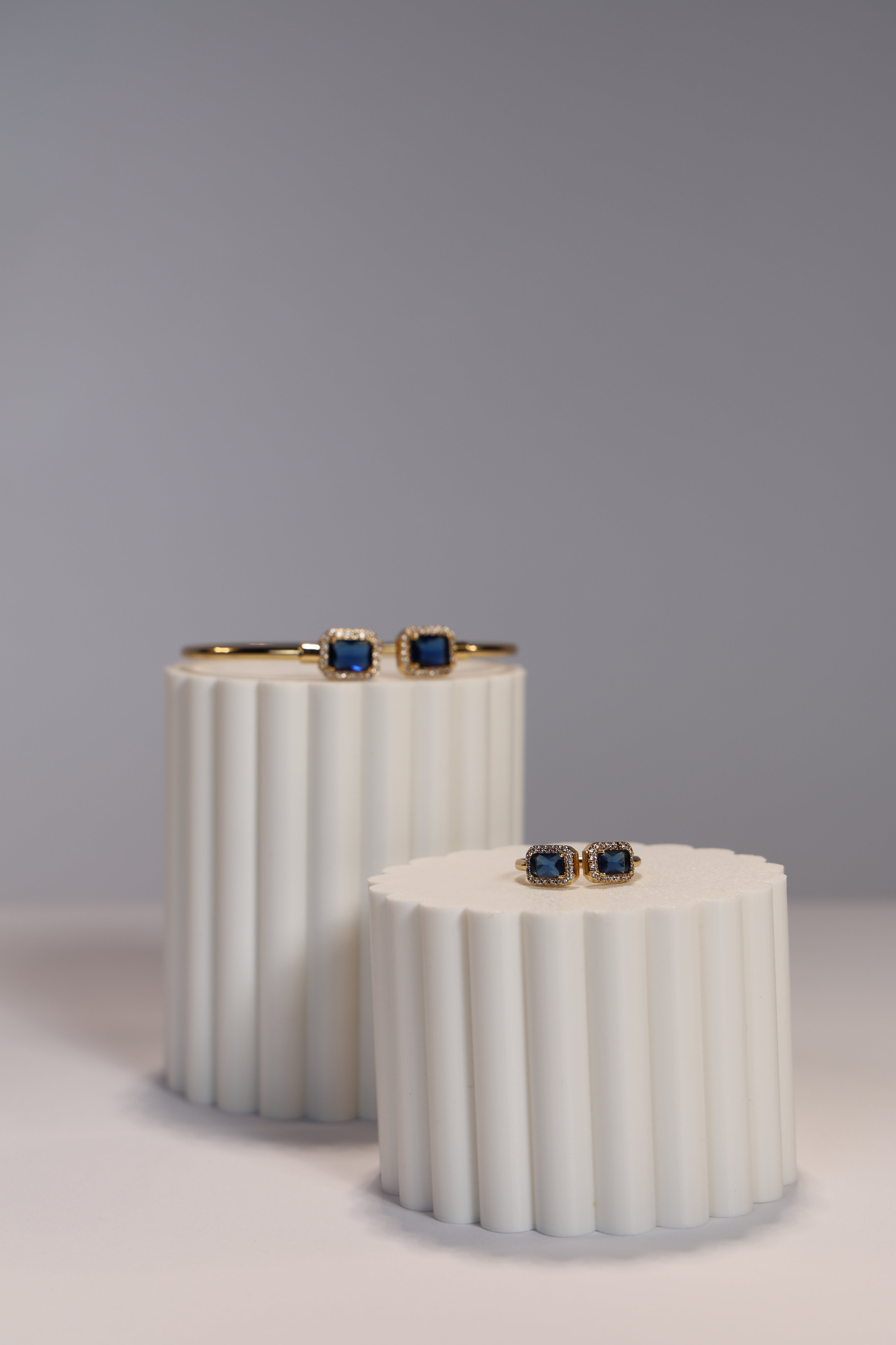 Gold Radiant stone Bracelet and Ring Set