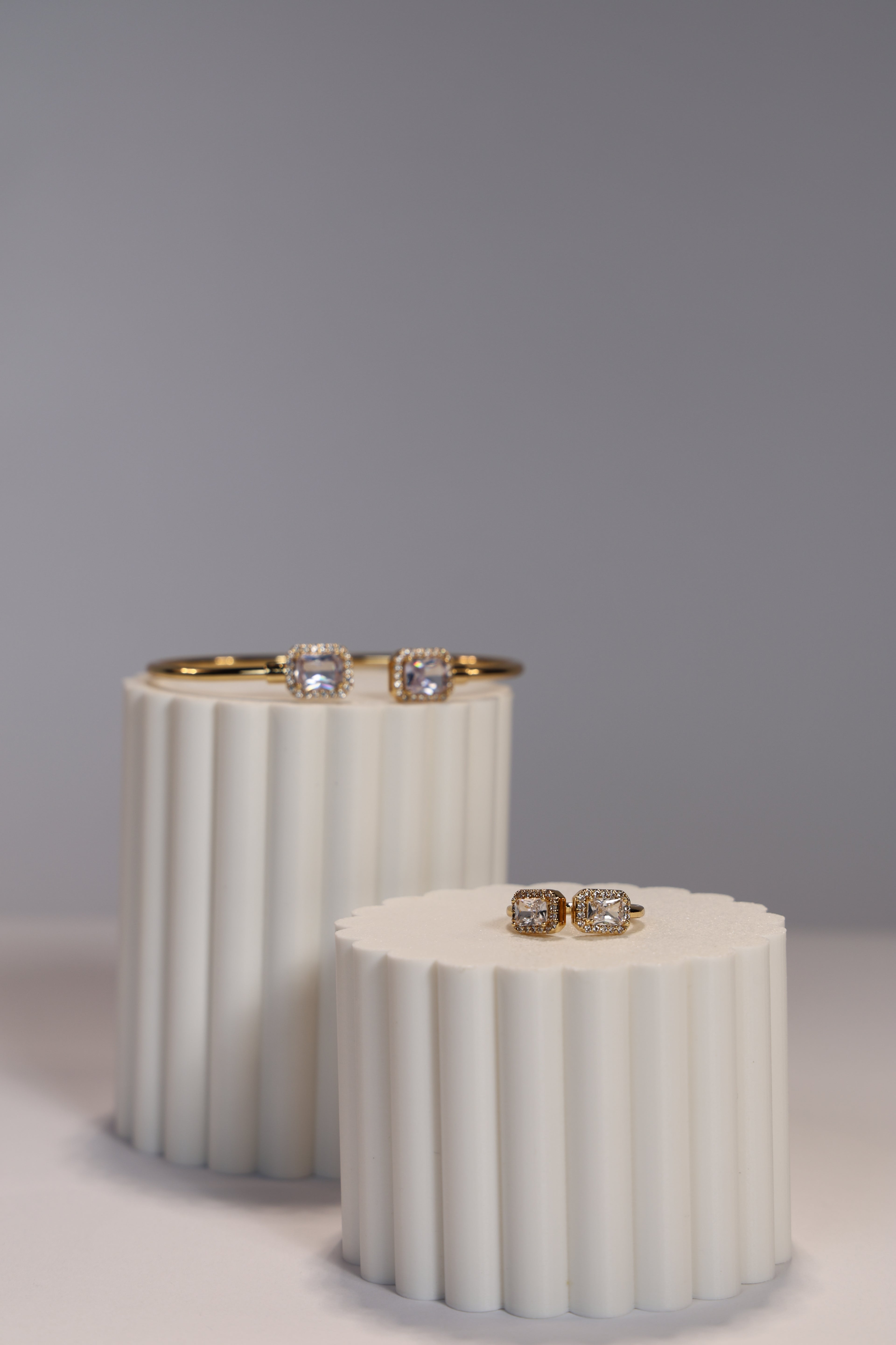White Stone Bracelet & Ring Set