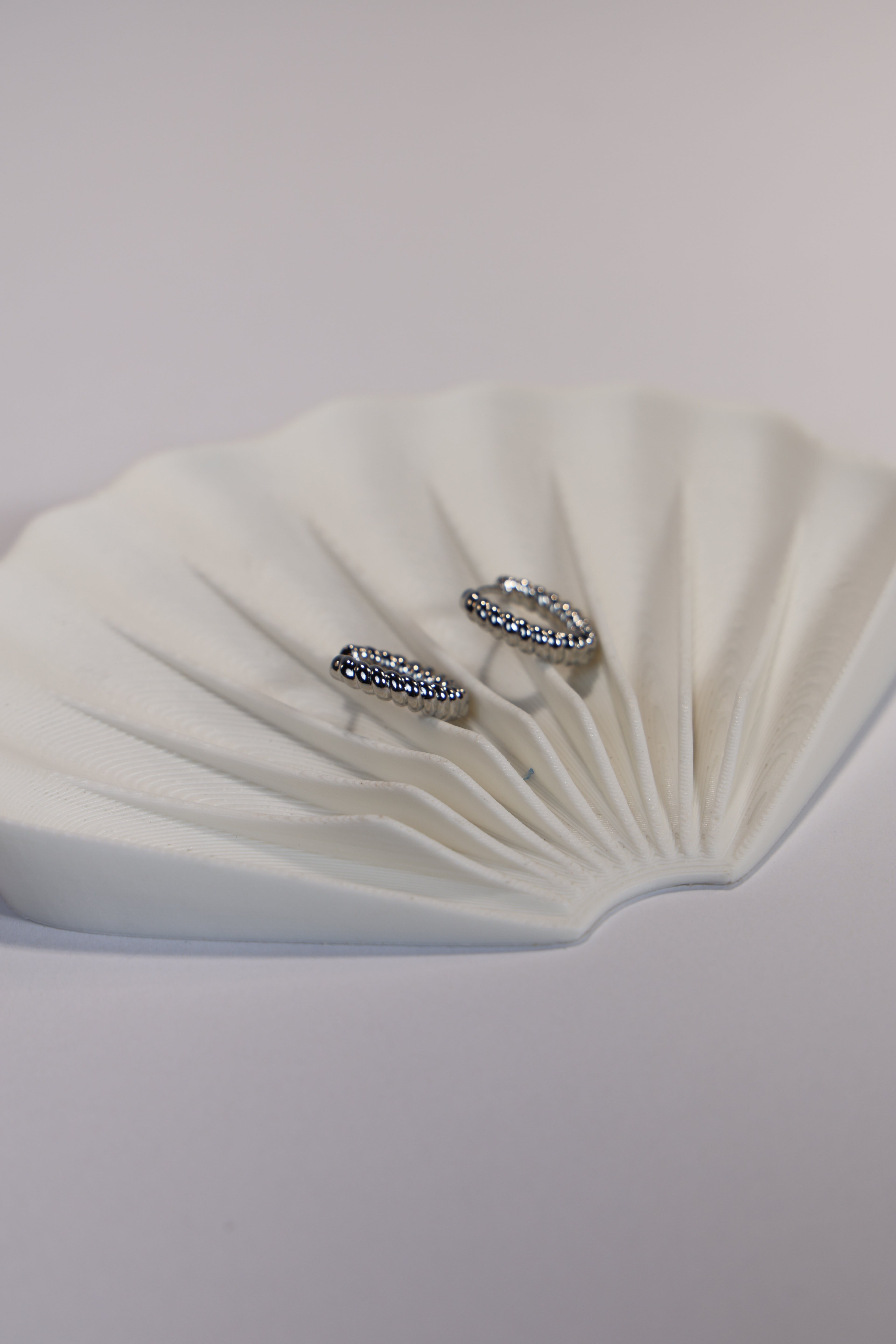 Silver Hoop Earrings with Pattern