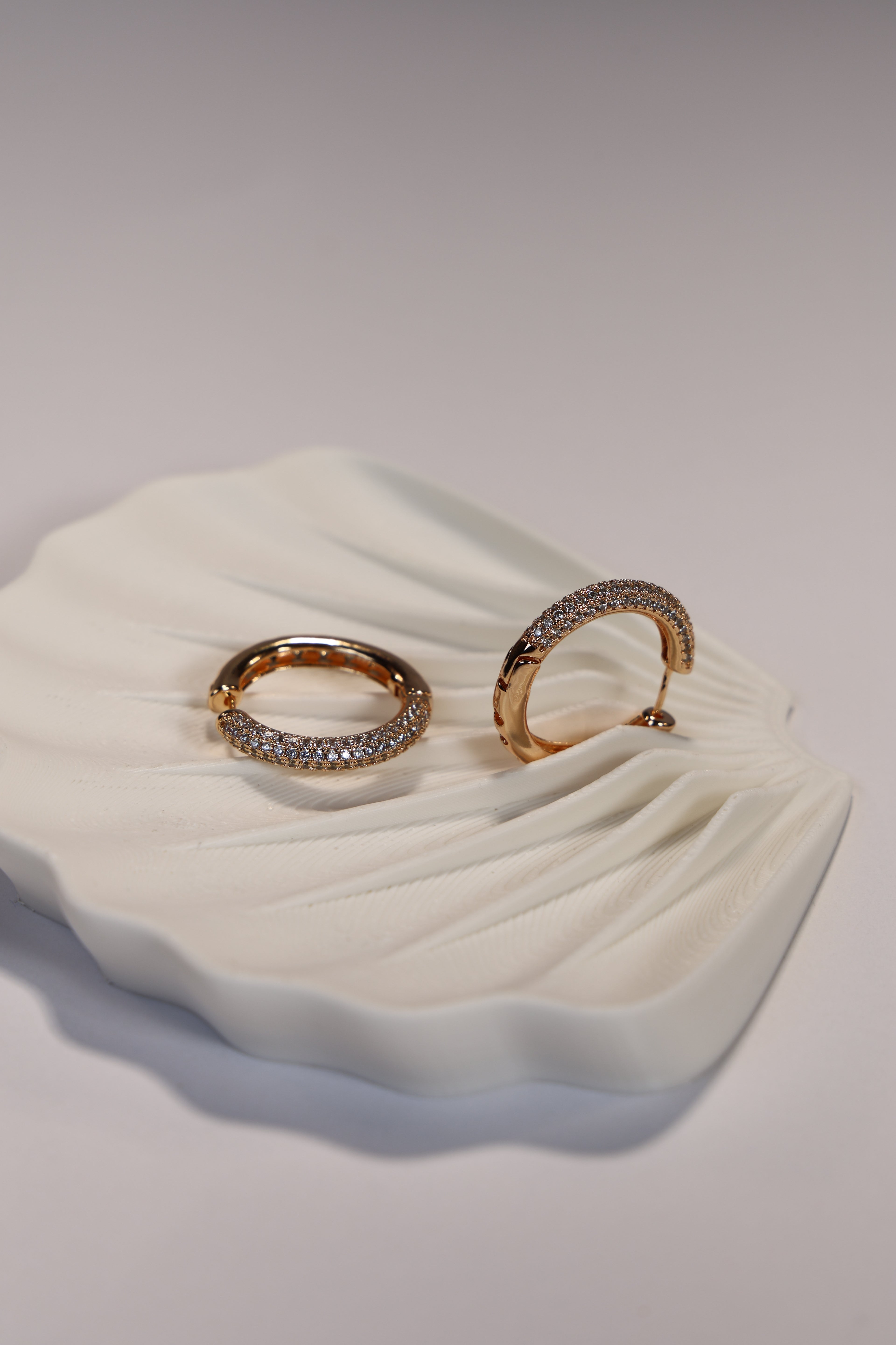 Gold Hoop Earrings White Diamond