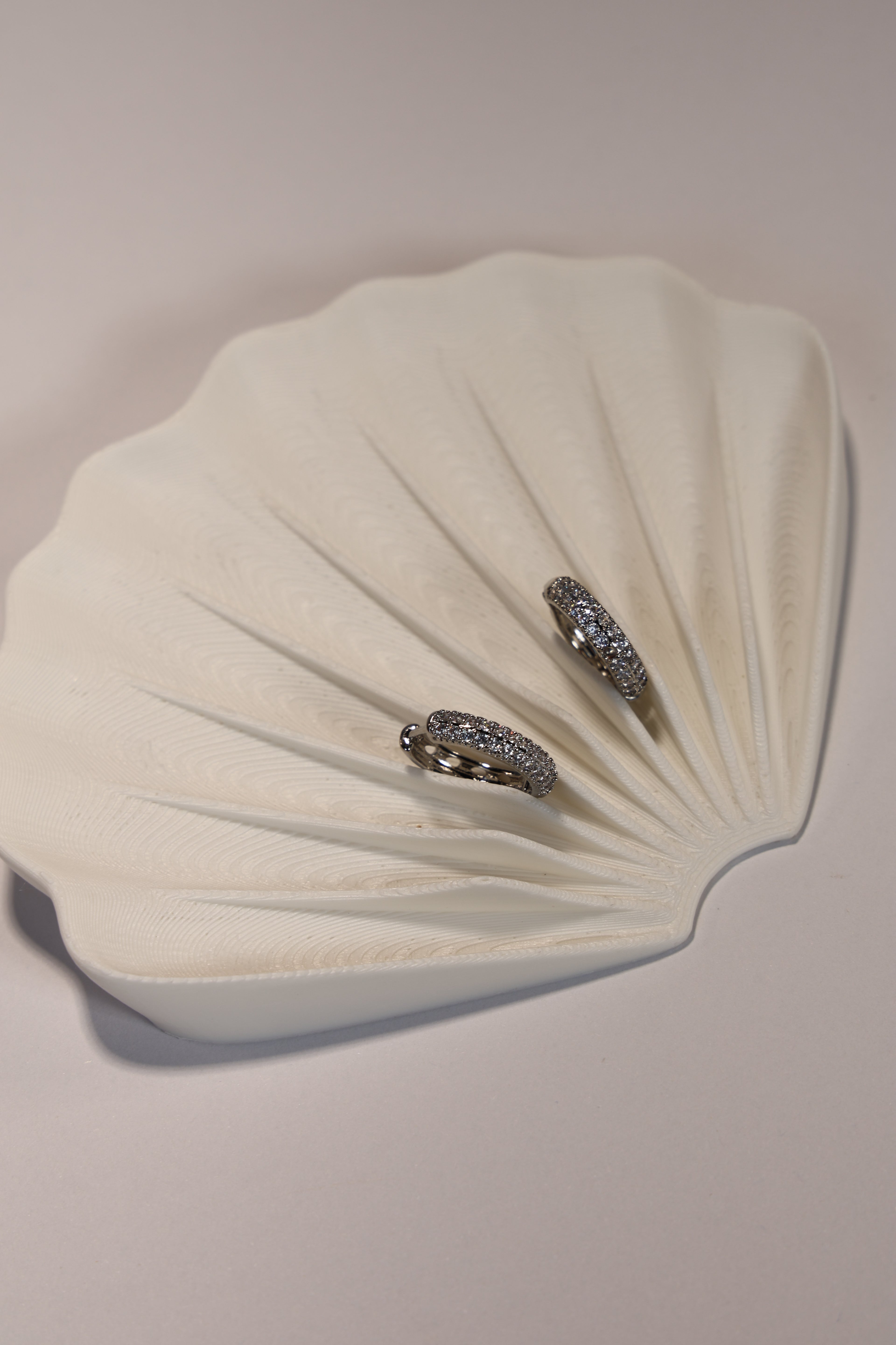 Silver Hoop Earrings with Diamonds