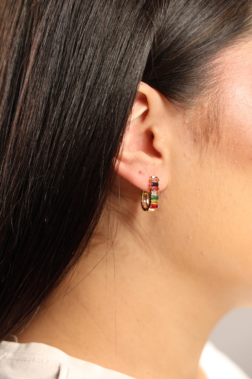 Rose Gold Rainbow Dangle Earrings