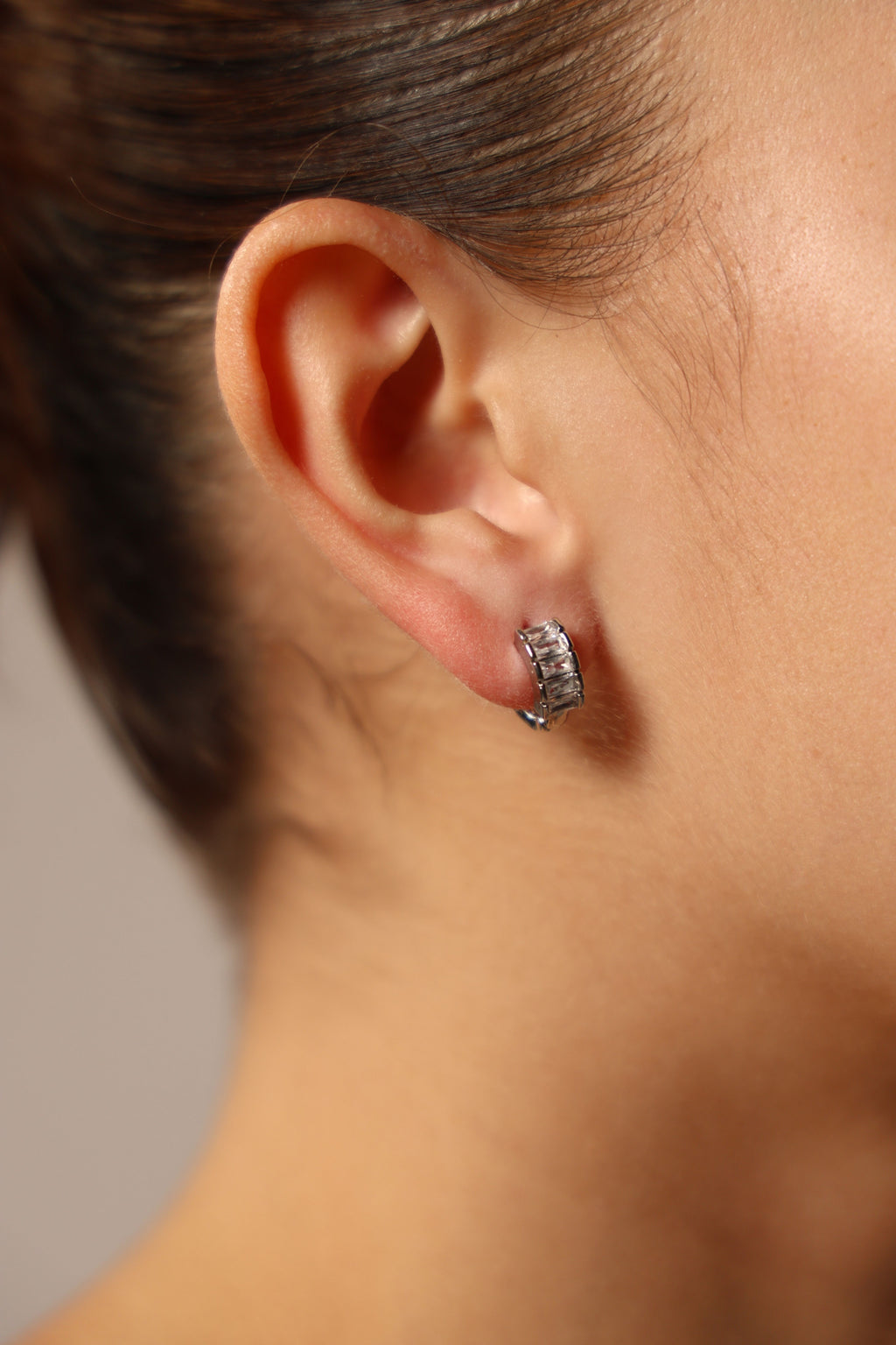 Silver White Crystal Earrings