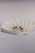 Rose Gold Hoop Earrings with Stripes and Diamonds