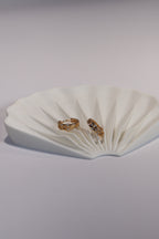 Rose Gold Hoop Earrings with Stripes and Diamonds