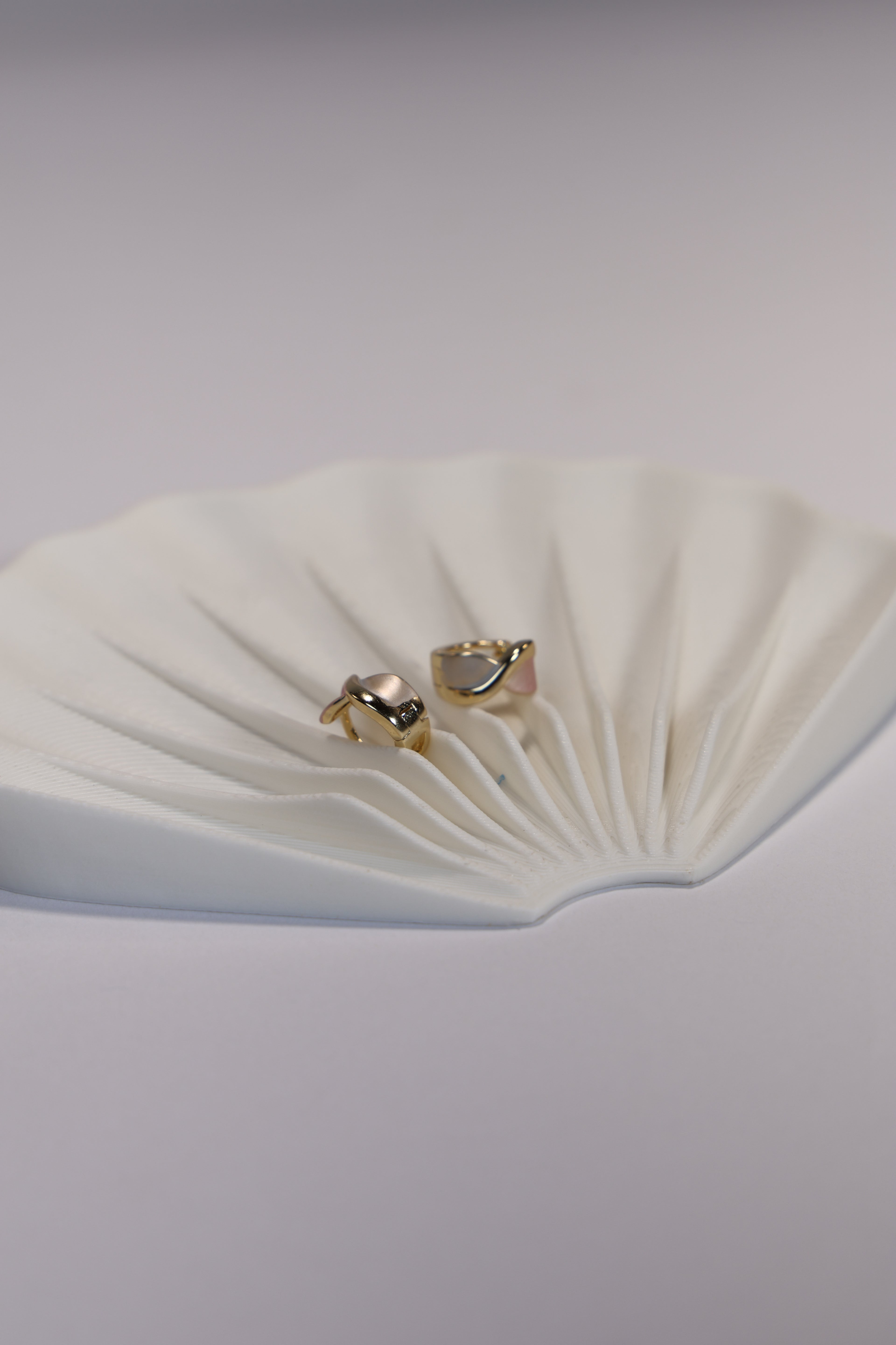 Gold Earrings with Blue and Pink Accents