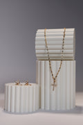 Gold Cross Earring & Necklace Set