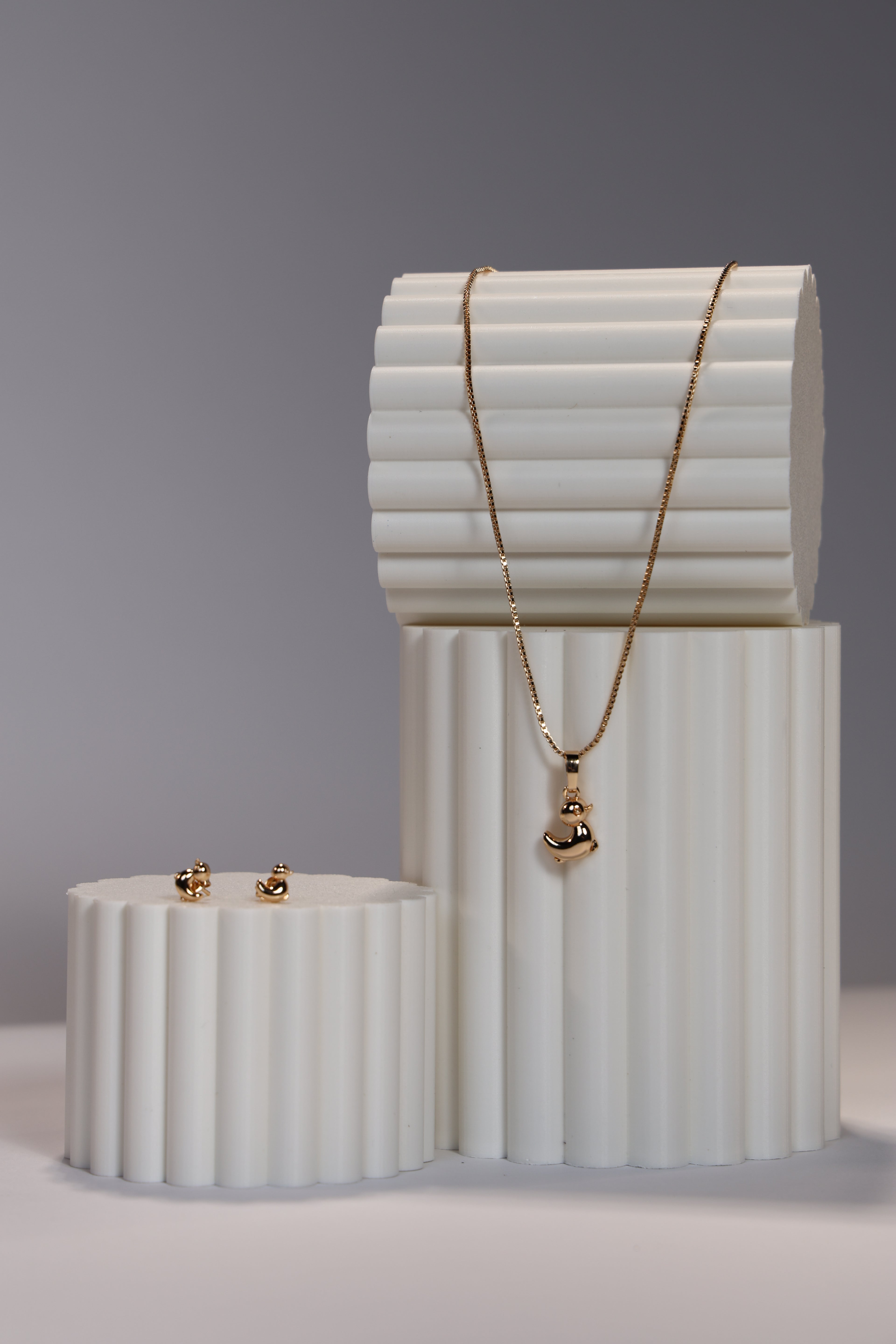 Gold Duck Earring & Necklace Set