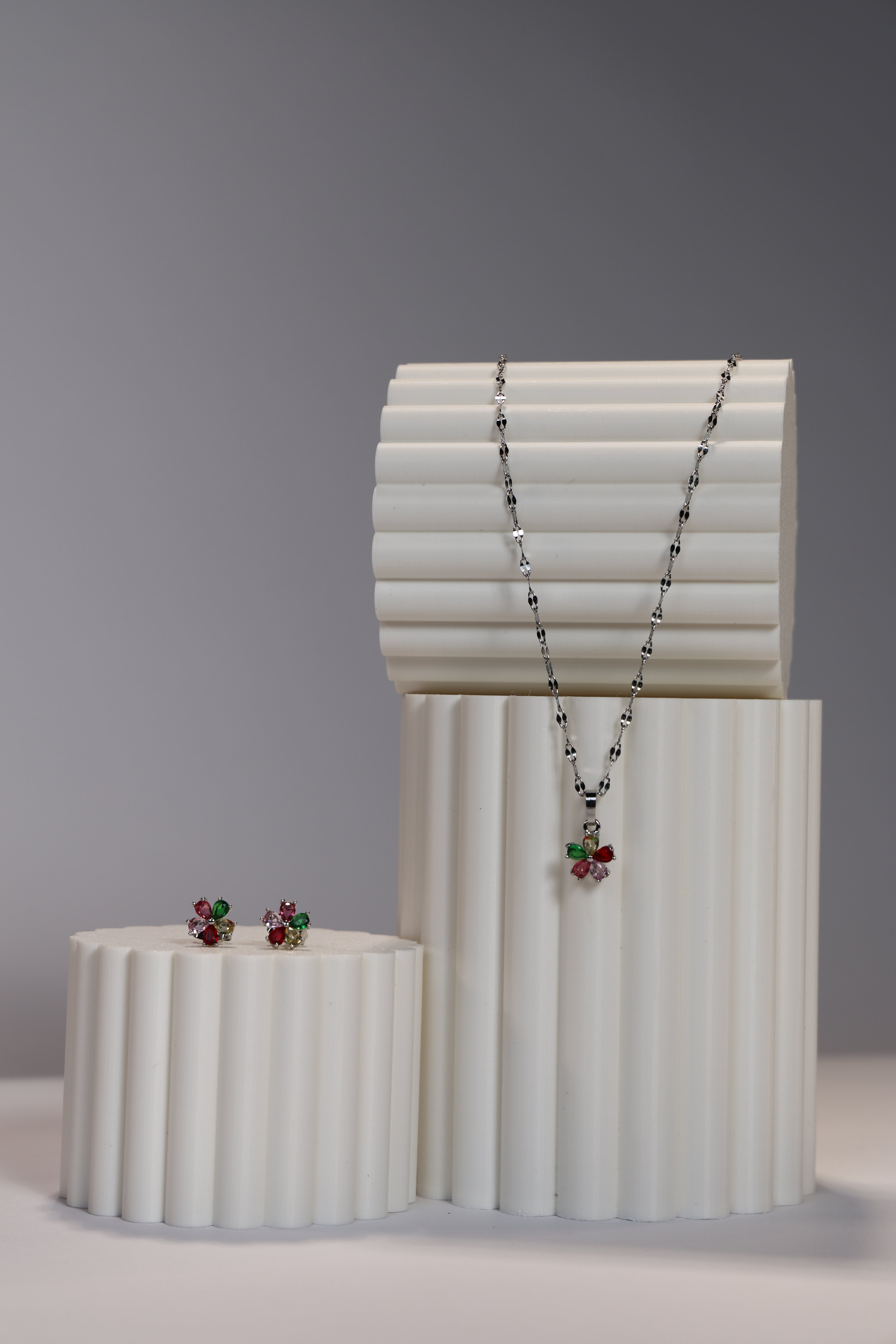 Flower Earring & Necklace Set