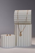 Gold Stud Earring & Medium Chain Set