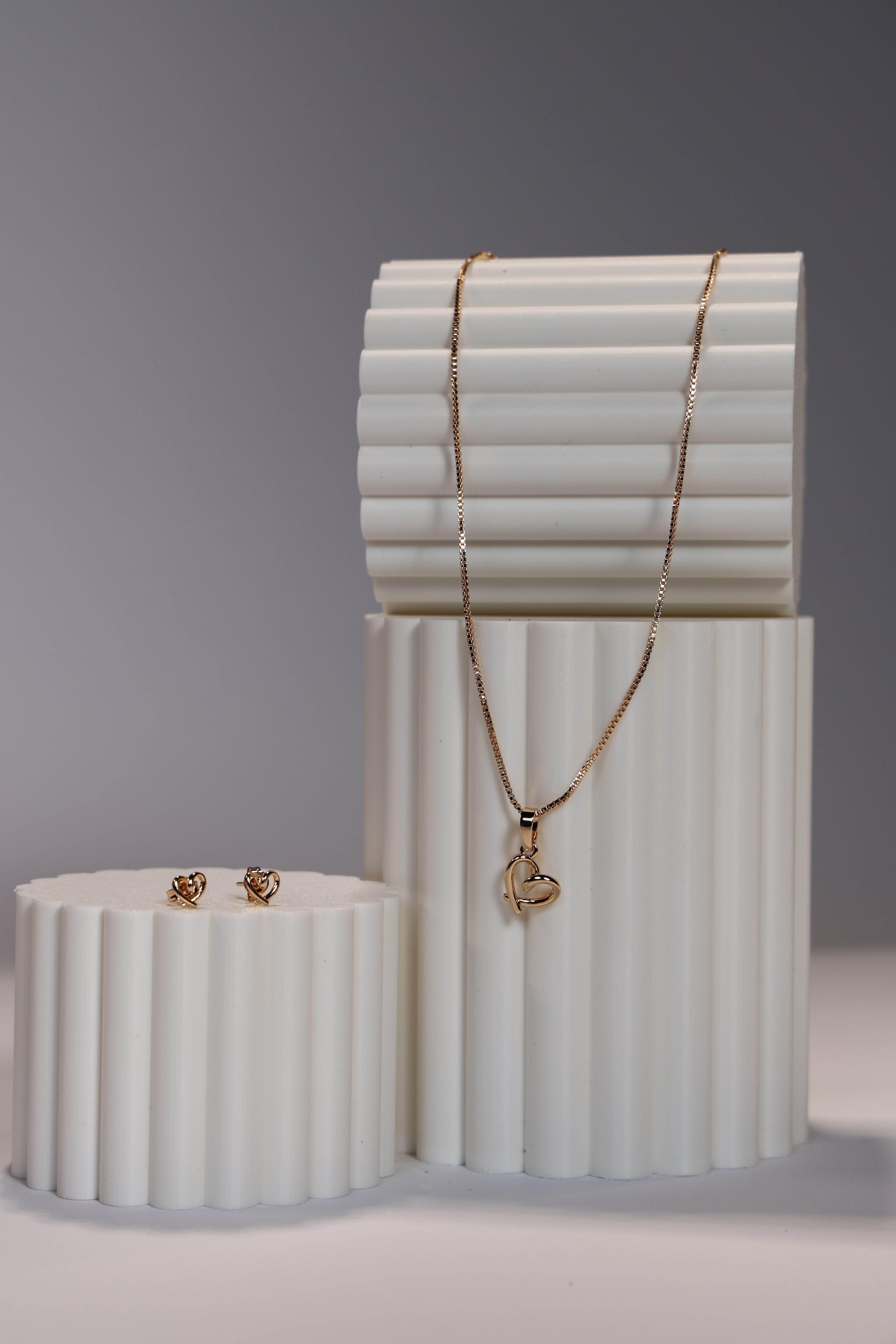 Gold Hearts Earring & Necklace Set