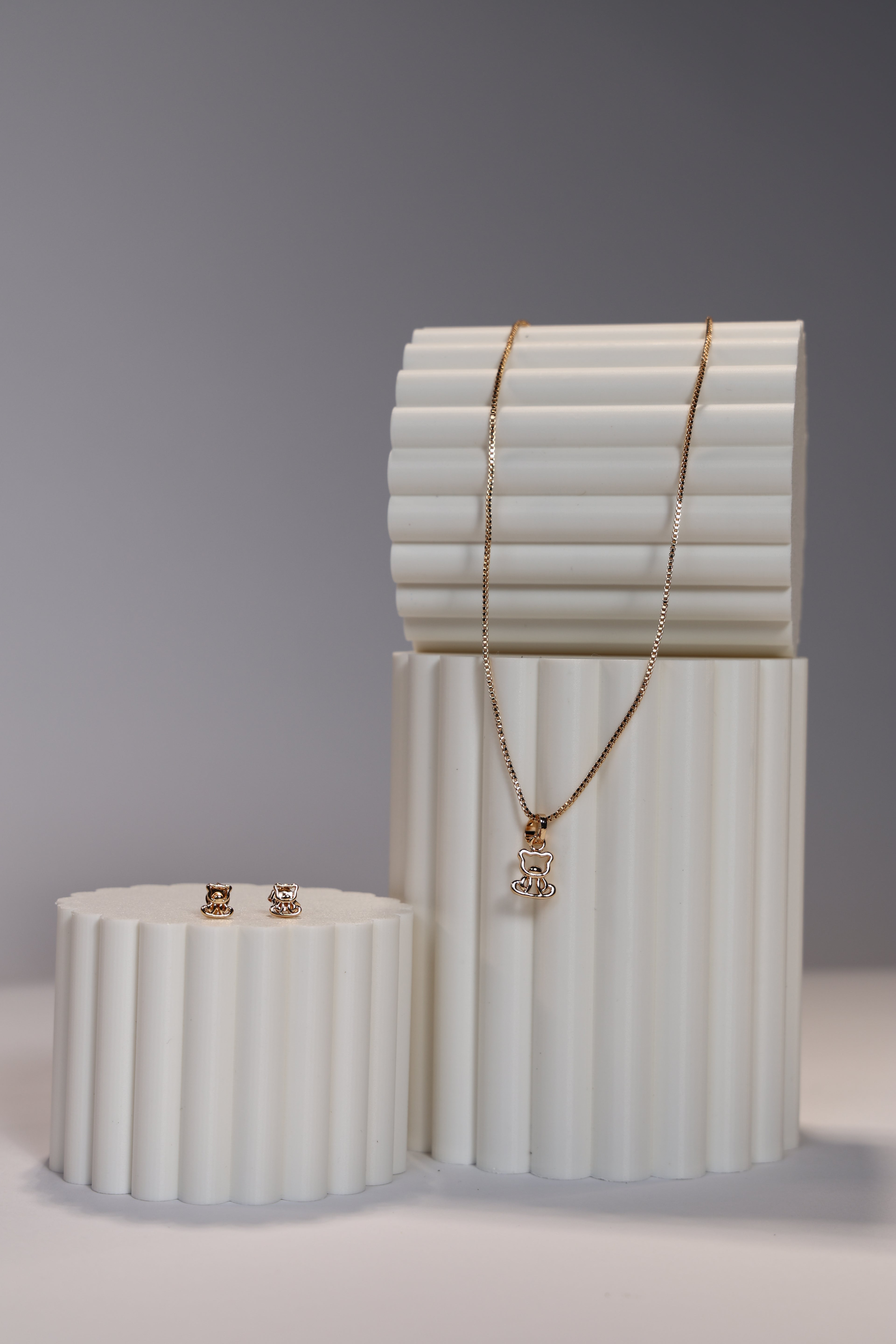 Sitting Bear Earring & Necklace Set