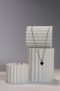 Silver Heart Earring & Necklace Set