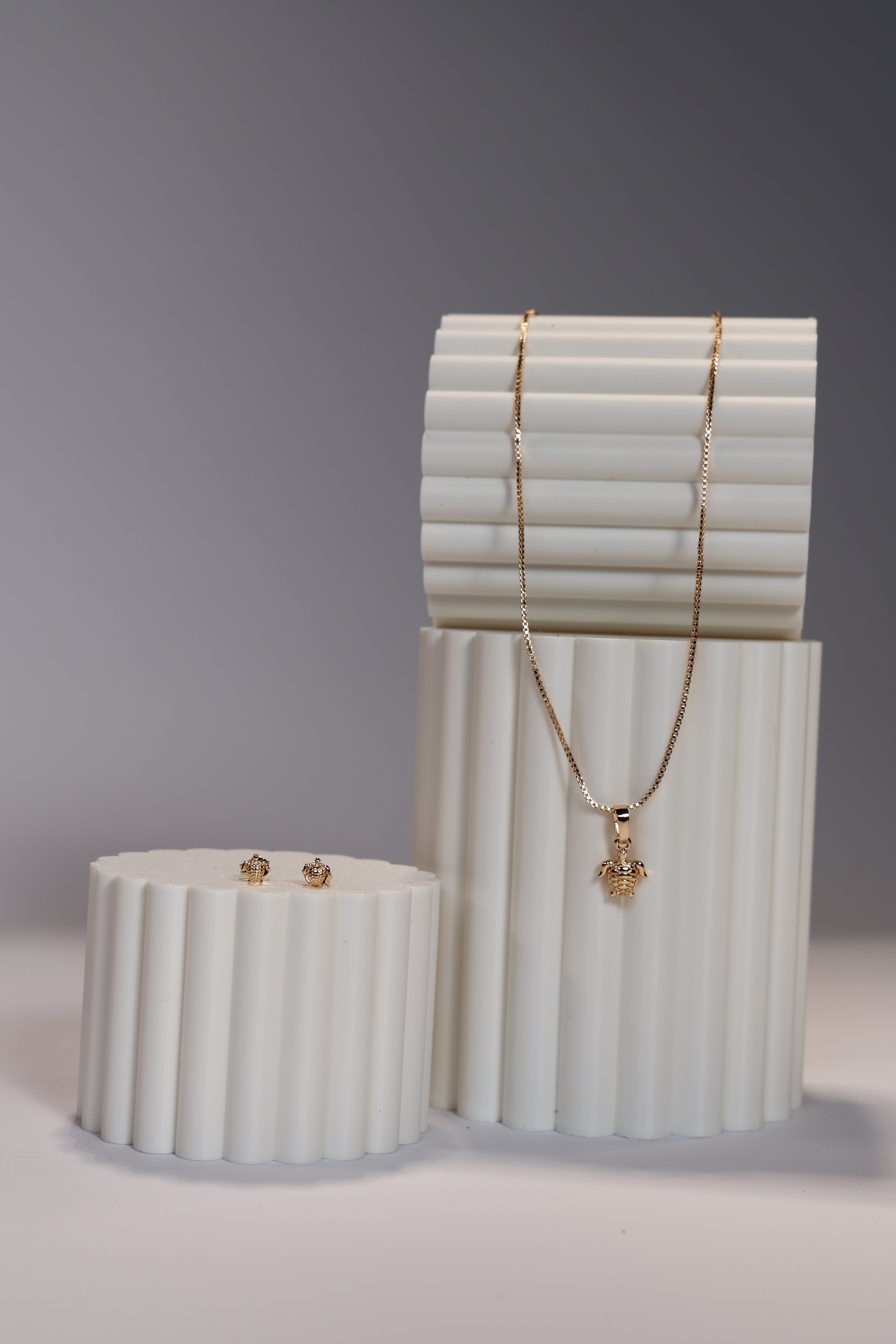 Rose Gold Turtle Earring & Nacklace Set